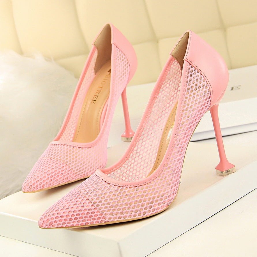 High - heeled shoes with shallow pointed toes Pink