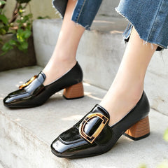 High Heeled Single Shoes For Women Thick Heeled Soft Shoes Black
