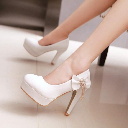 High - heeled Small Size Waterproof Platform Lazy Shoes Pink