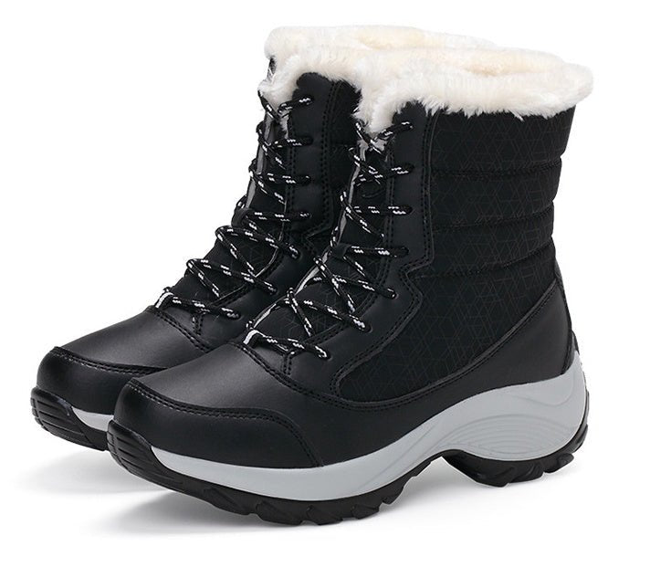 High Waterproof Snow Boots for Women – Stay Warm and Dry Black