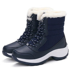 High Waterproof Snow Boots for Women – Stay Warm and Dry Blue