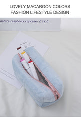 Japanese Pillow Cosmetic Bag - Large Capacity Storage Stationery Box Blue