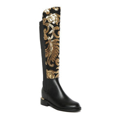 Knight boots cowhide leather boots Black
