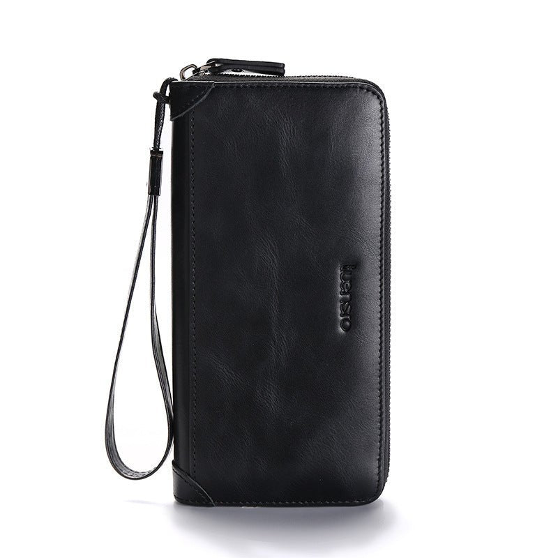 Korean Leather Vintage Clutch Bag Black