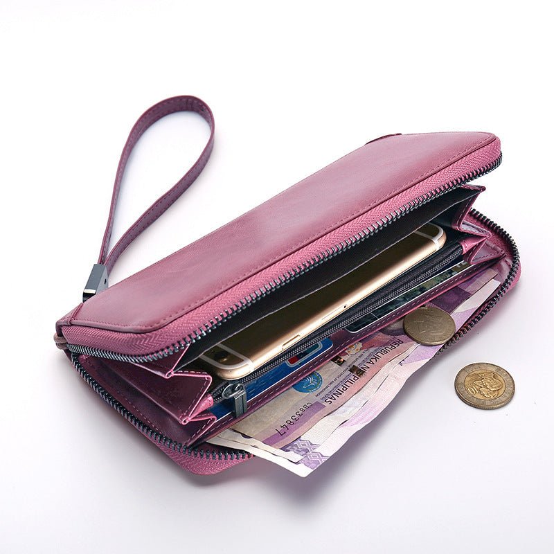 Korean Leather Vintage Clutch Bag Purple