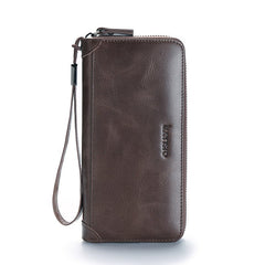 Korean Leather Vintage Clutch Bag Brown