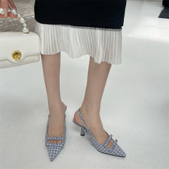 Korean Style Shallow Mouth High Heel Toe Box Stiletto Heel Pumps Blue