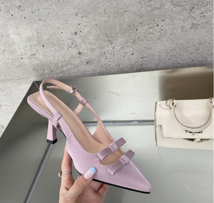 Korean Style Shallow Mouth High Heel Toe Box Stiletto Heel Pumps Purple