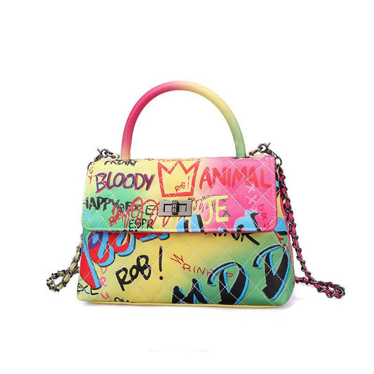 Ladies' Graffiti Clutch Bag - Colorful Painted Handbag Colorful