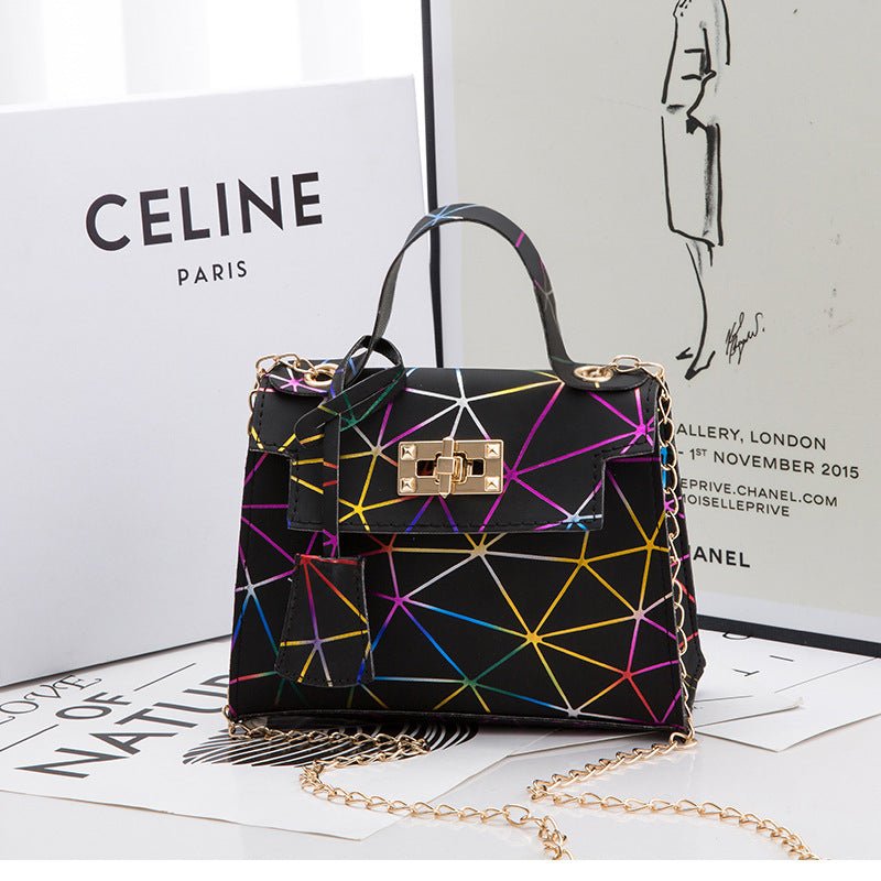 Ladies Hand Bag Women's Bag New Leather Stitching Lock Kelly Small Square Bag Diamond Bag Colorful