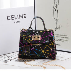 Ladies Hand Bag Women's Bag New Leather Stitching Lock Kelly Small Square Bag Diamond Bag Colorful