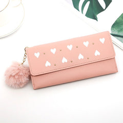 Ladies heart - shaped clutch Bag fur ball Pink
