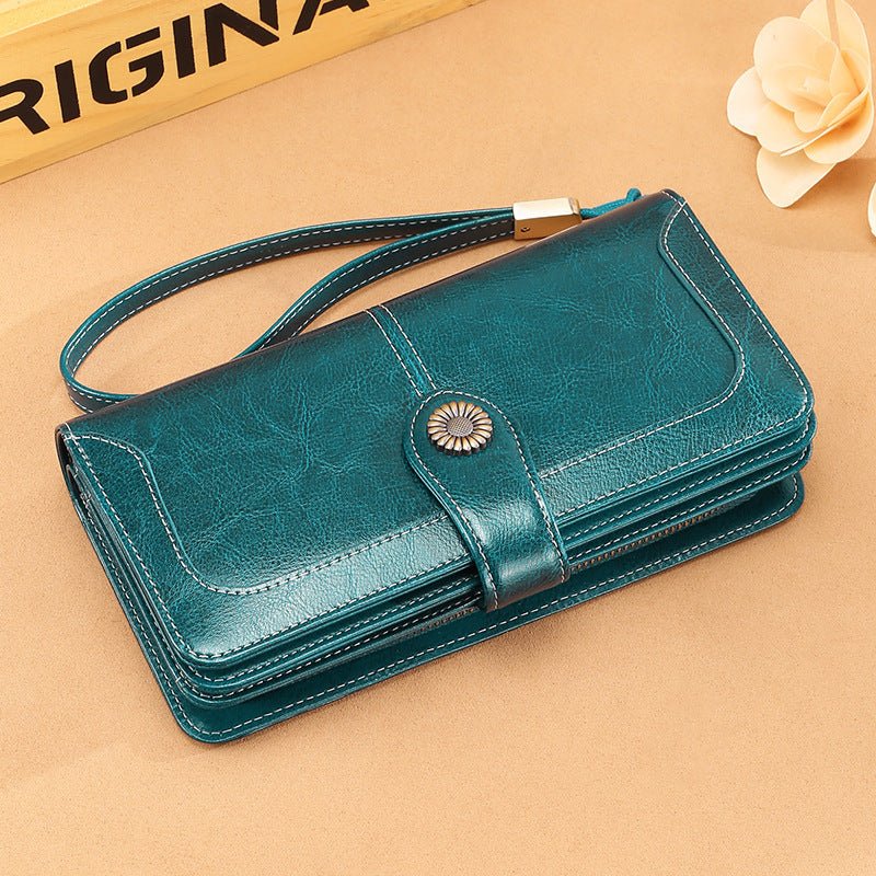 Ladies Long Clutch Handbag Peacock blue