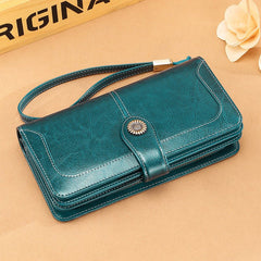 Ladies Long Clutch Handbag Peacock blue