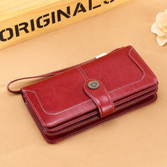 Ladies Long Clutch Handbag Wine Red
