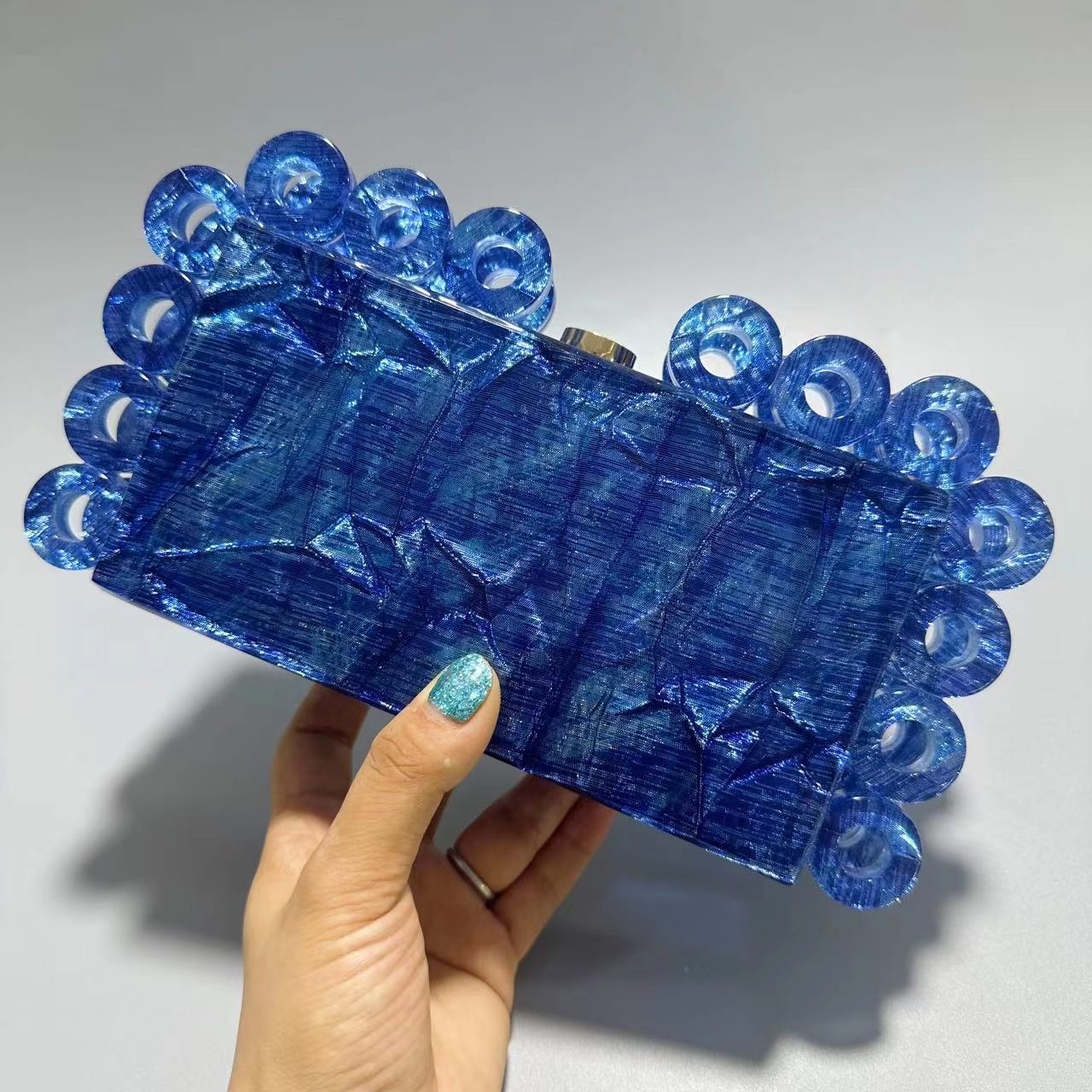 Ladies New Fashion Circle Clutch Handbag Blue