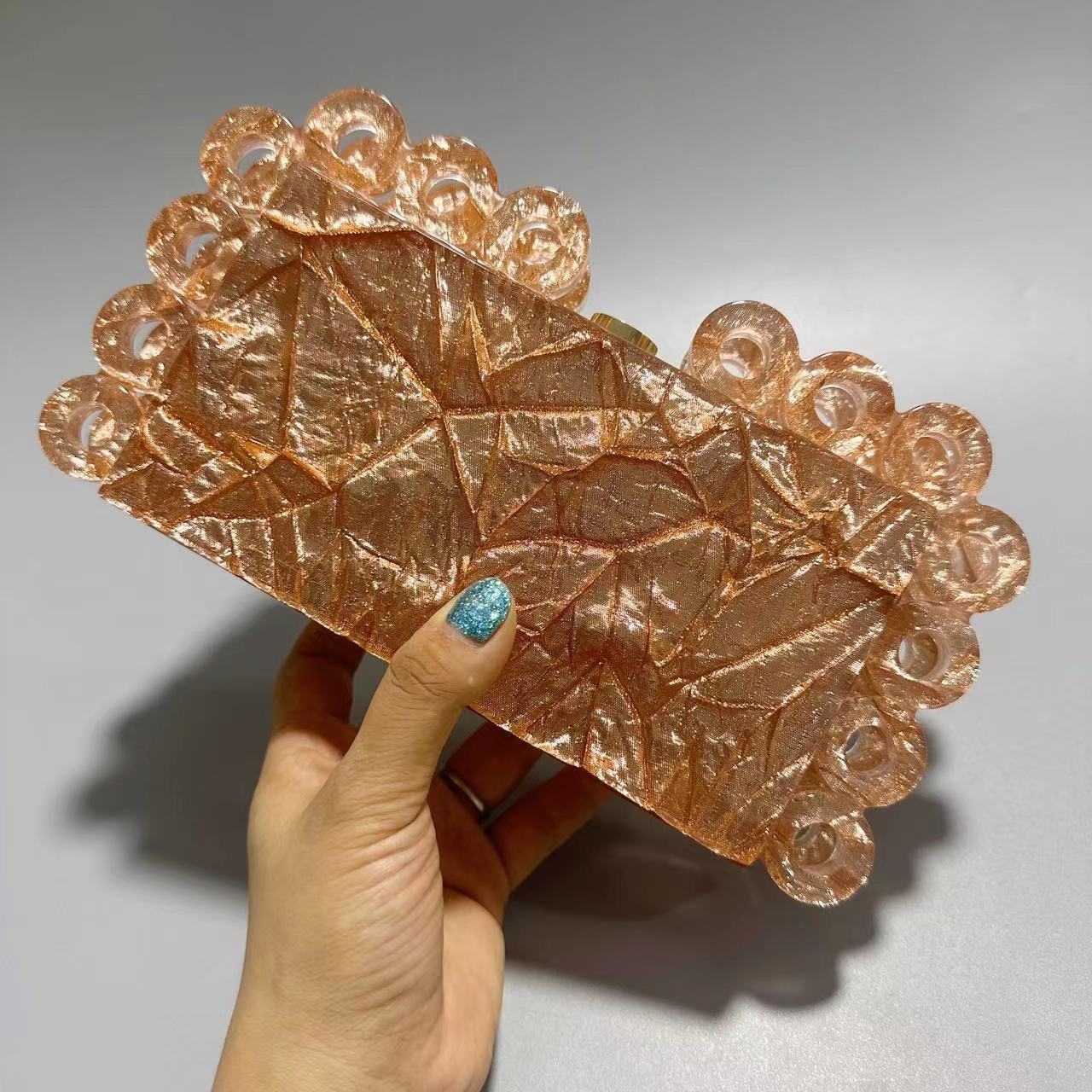 Ladies New Fashion Circle Clutch Handbag Rose Gold