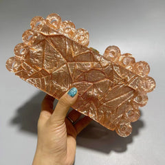 Ladies New Fashion Circle Clutch Handbag Rose Gold