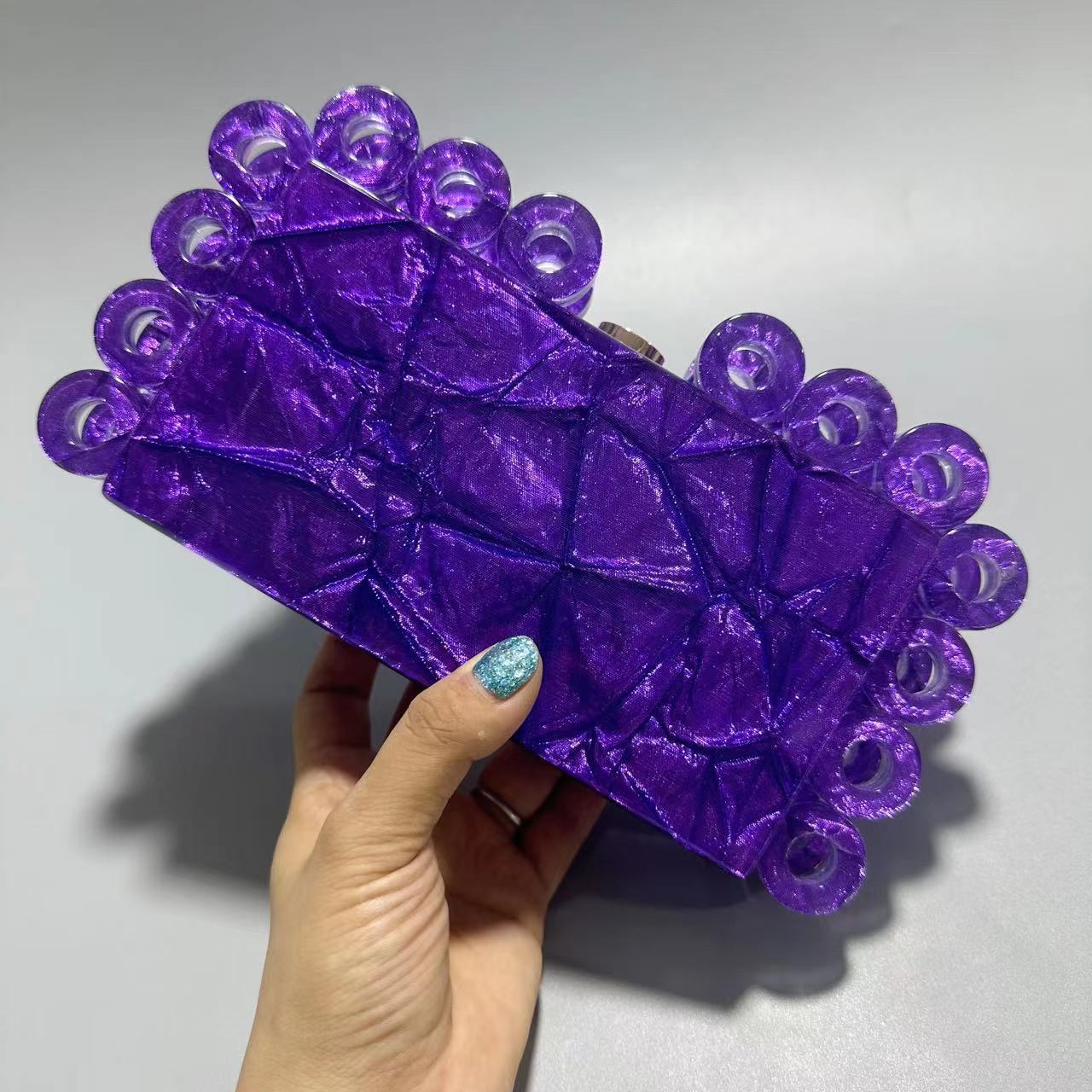 Ladies New Fashion Circle Clutch Handbag Purple
