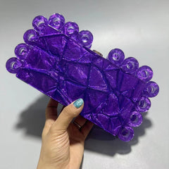 Ladies New Fashion Circle Clutch Handbag Purple
