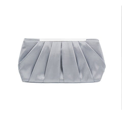 Ladies' Pleated Satin Dinner Clutch Bag Silver
