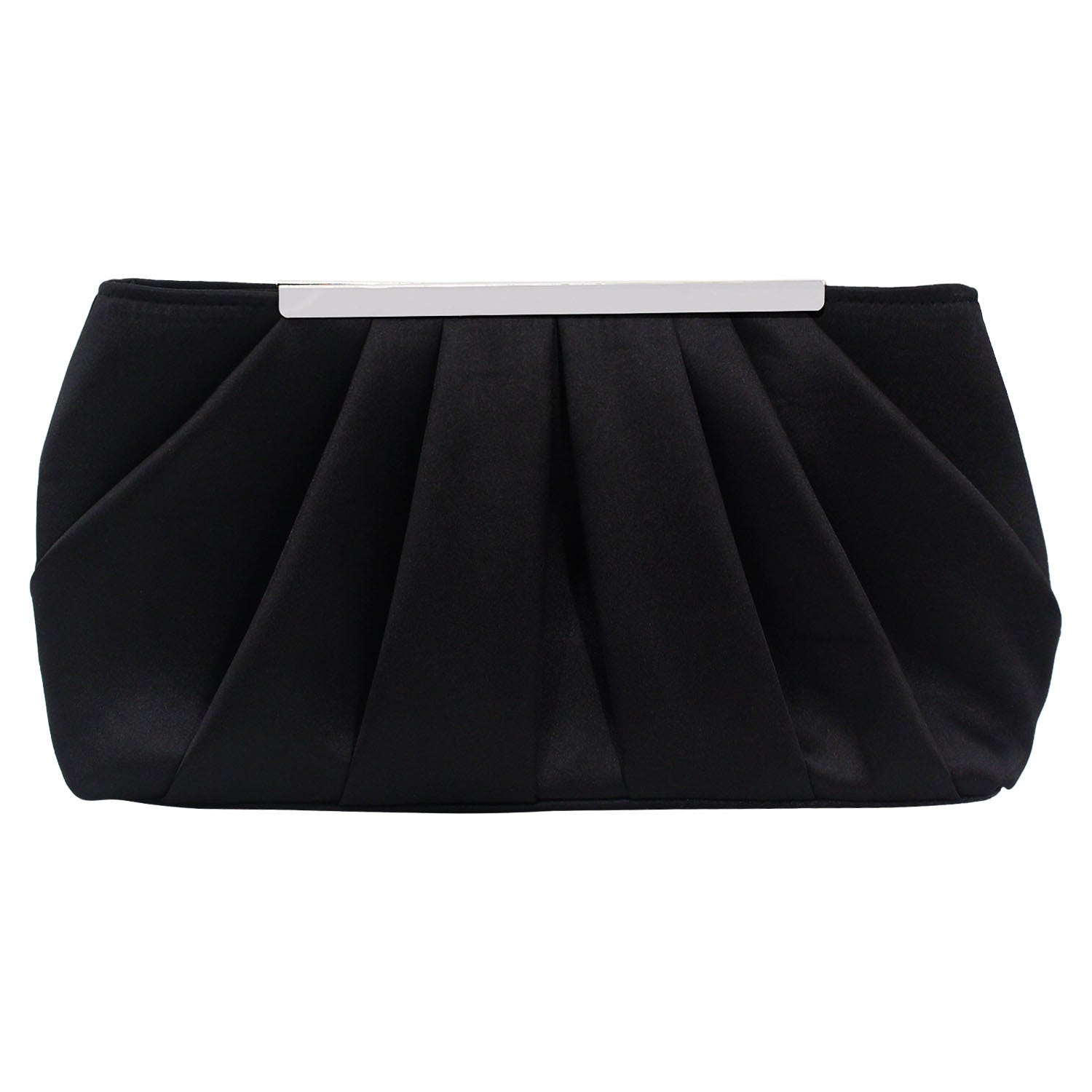 Ladies' Pleated Satin Dinner Clutch Bag Black