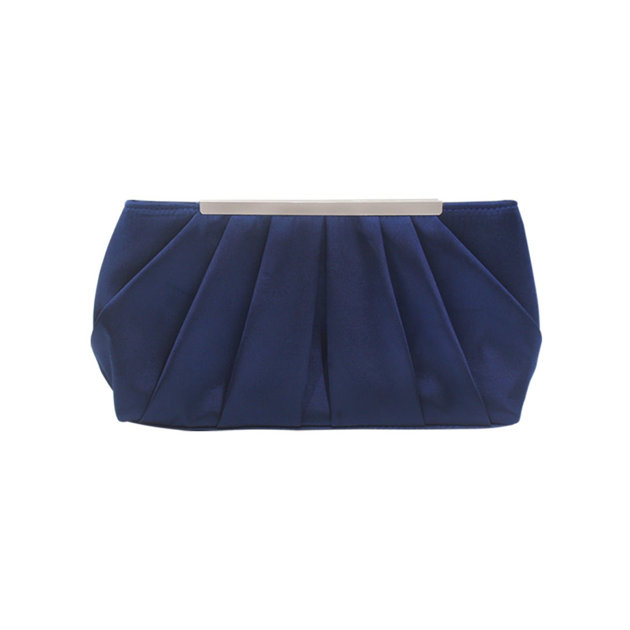 Ladies' Pleated Satin Dinner Clutch Bag Dark Blue
