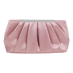 Ladies' Pleated Satin Dinner Clutch Bag Pink
