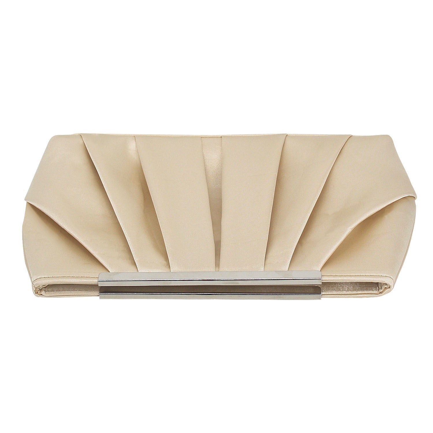 Ladies' Pleated Satin Dinner Clutch Bag Silver