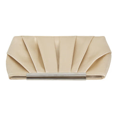 Ladies' Pleated Satin Dinner Clutch Bag Silver