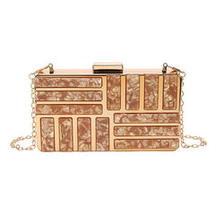 Ladies Square Bag Acrylic Clutch Handbag Gold