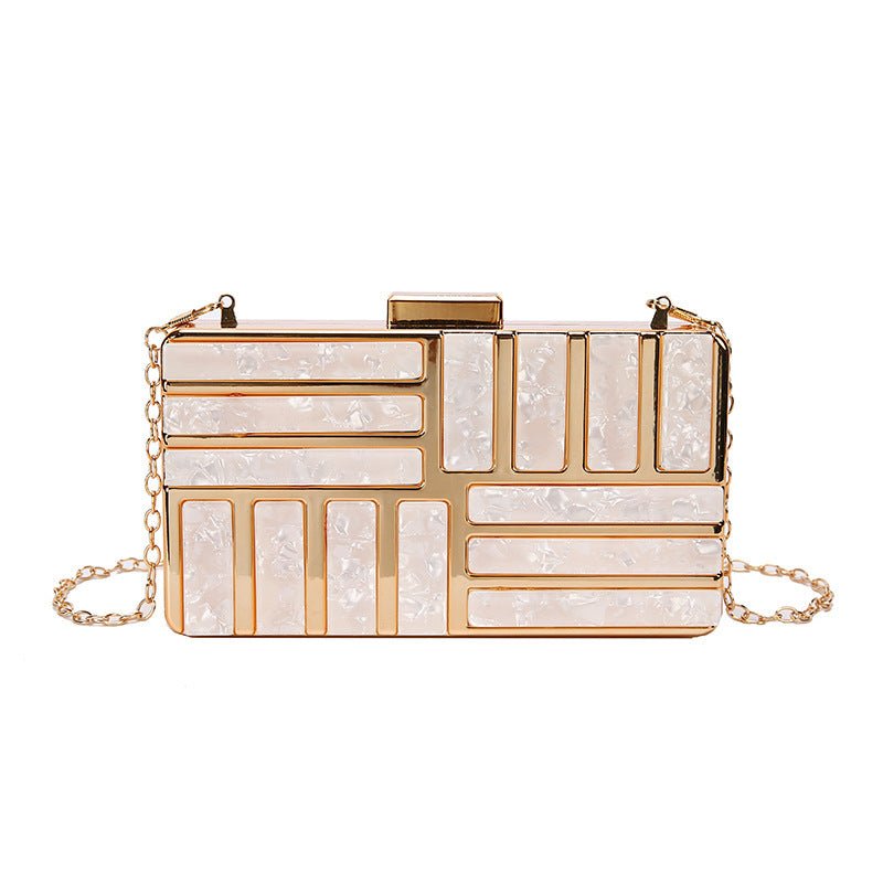 Ladies Square Bag Acrylic Clutch Handbag Silver