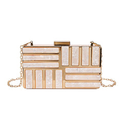 Ladies Square Bag Acrylic Clutch Handbag Silver