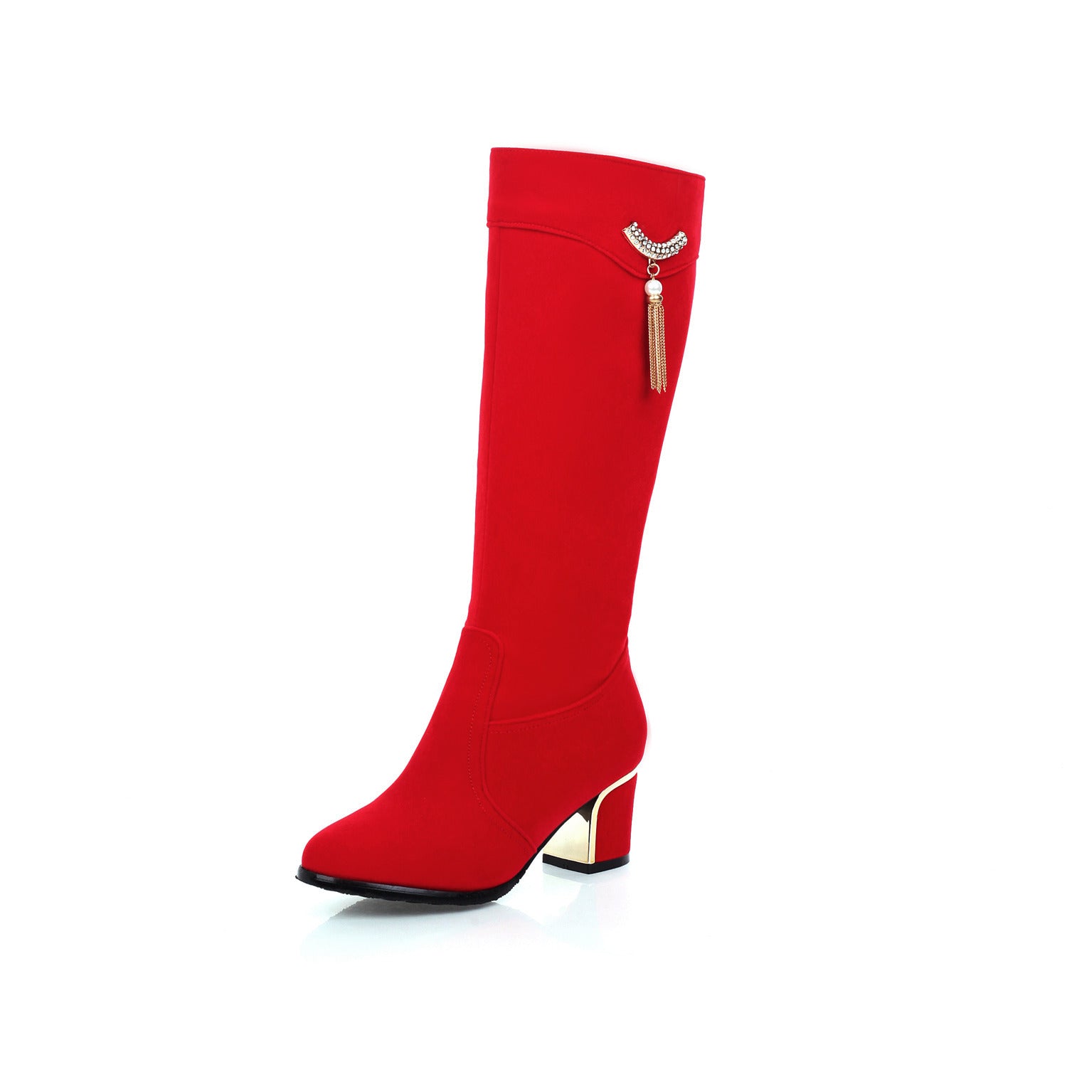 Large And Small Size Women's Suede Boots Red