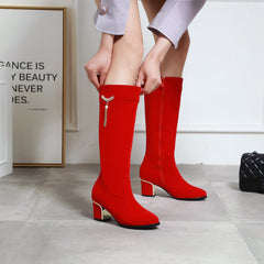 Large And Small Size Women's Suede Boots Black