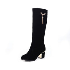 Large And Small Size Women's Suede Boots Black