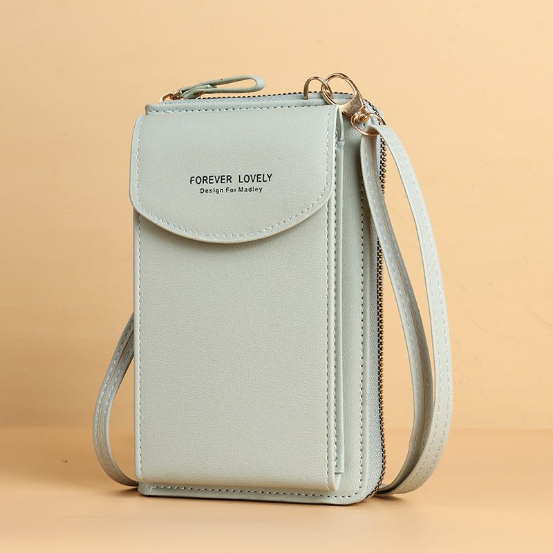 Large Capacity Clutch Shoulder Bag for Mobile Phones Light Green