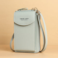 Large Capacity Clutch Shoulder Bag for Mobile Phones Light Green