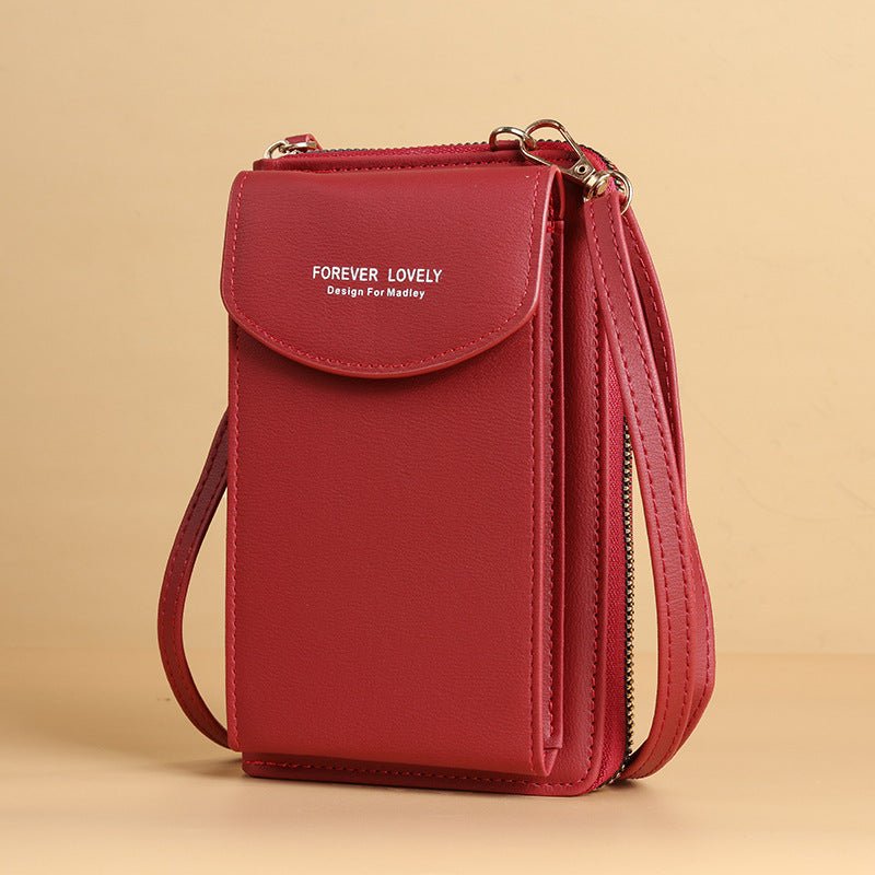 Large Capacity Clutch Shoulder Bag for Mobile Phones Red