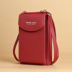 Large Capacity Clutch Shoulder Bag for Mobile Phones Red