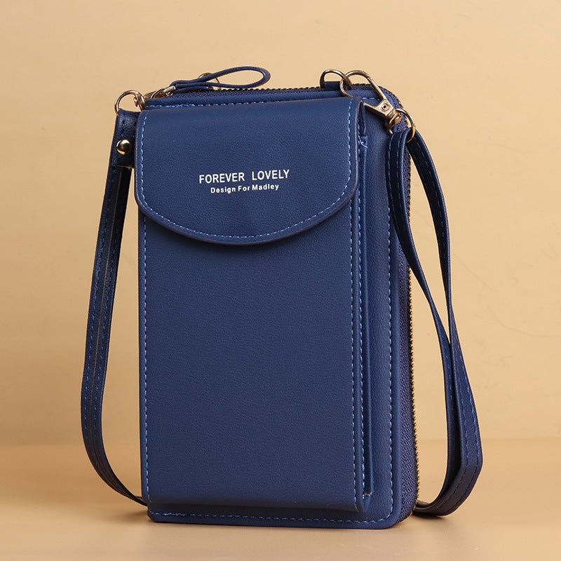 Large Capacity Clutch Shoulder Bag for Mobile Phones Dark Blue