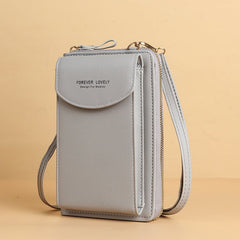 Large Capacity Clutch Shoulder Bag for Mobile Phones Light Gray