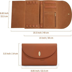 Large Capacity Roll - able Leather Jewelry Hand - held Bag Orange