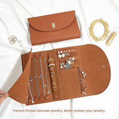 Large Capacity Roll - able Leather Jewelry Hand - held Bag Orange