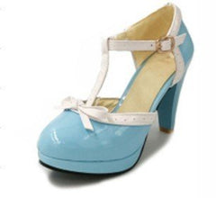 Large color matching high heels Sky Blue
