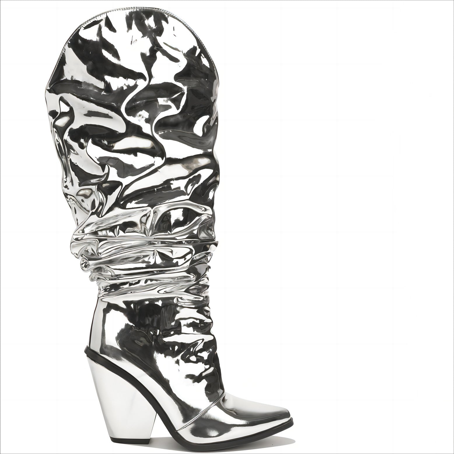 Large Tube Comfortable Metal Iron Plate Colorful Wedge Boots Glittering Powder