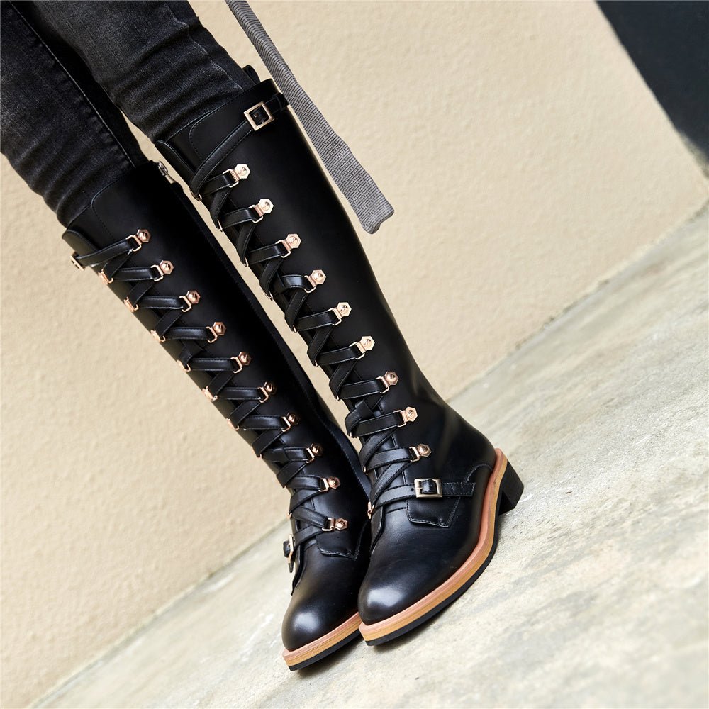 Leather boots Martin boots Black