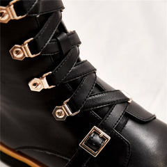 Leather boots Martin boots Black