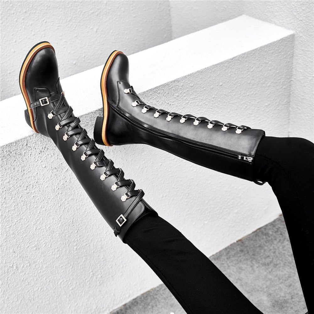 Leather boots Martin boots Black