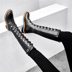 Leather boots Martin boots Black